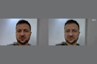 a thumdnail for published video. Try visualizing Zelensky's pulse to show no makeup on face